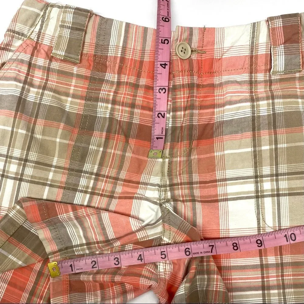 St John’s Bay plaid shorts coral tan wht 6 petite - Picture 8 of 11